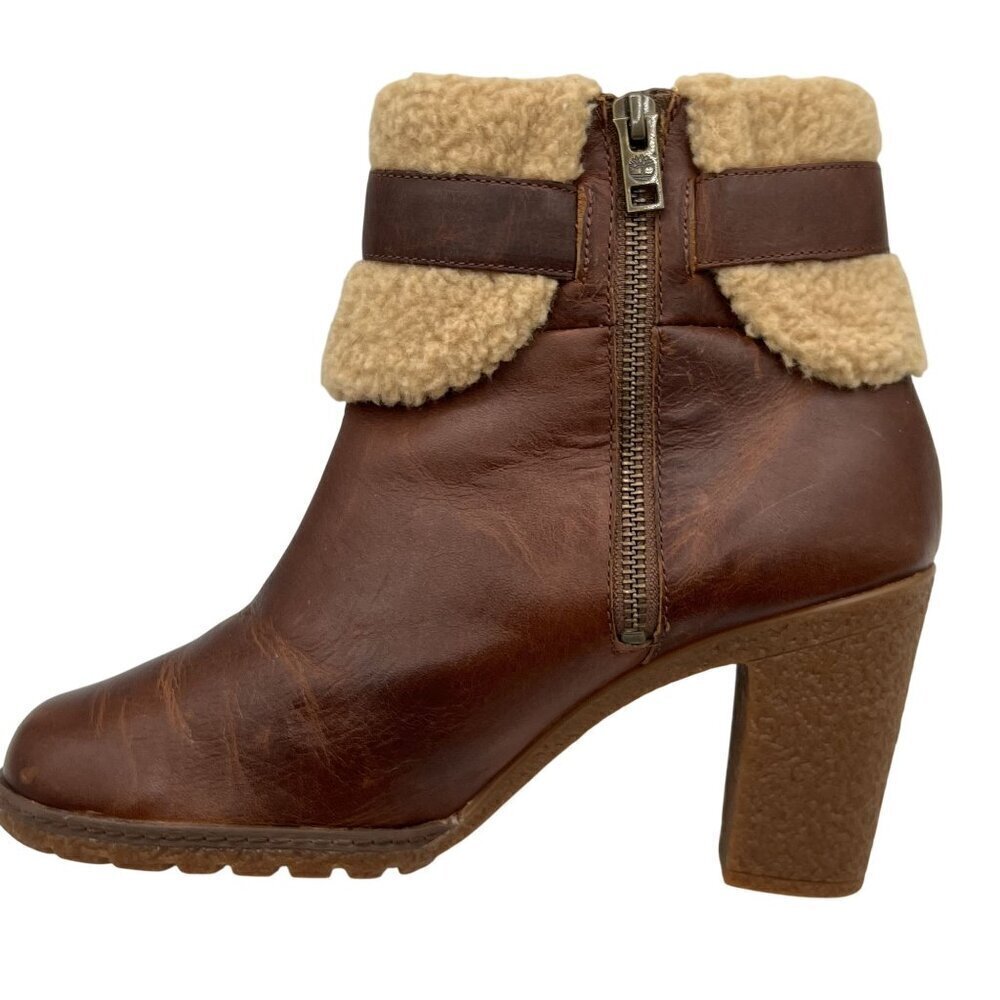 Timberland Glancy NEW Womens 10 Leather Ortholite Boots Shearling Cuff Buckle - Picture 8 of 16